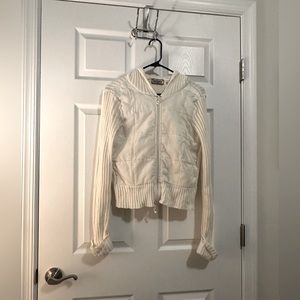 Tiara ❄️ short knit/satin like material jacket.